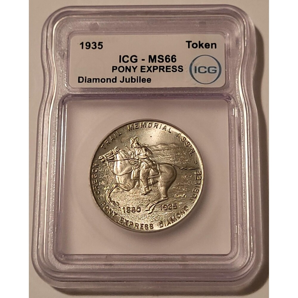 1935 Pony Express Diamond Jubilee Token MS66 ICG